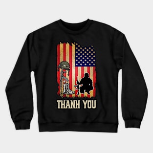 Thank You! Flag Veterans Day Memorial Day Partiotic Military Crewneck Sweatshirt